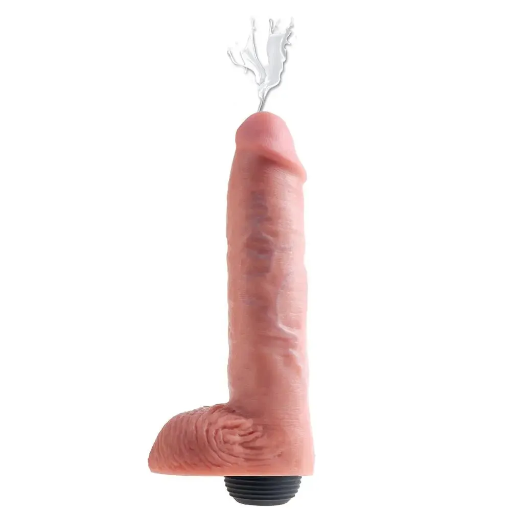 11-inch Realistic Massive Flesh Pink Squirting Penis Dildo with Balls