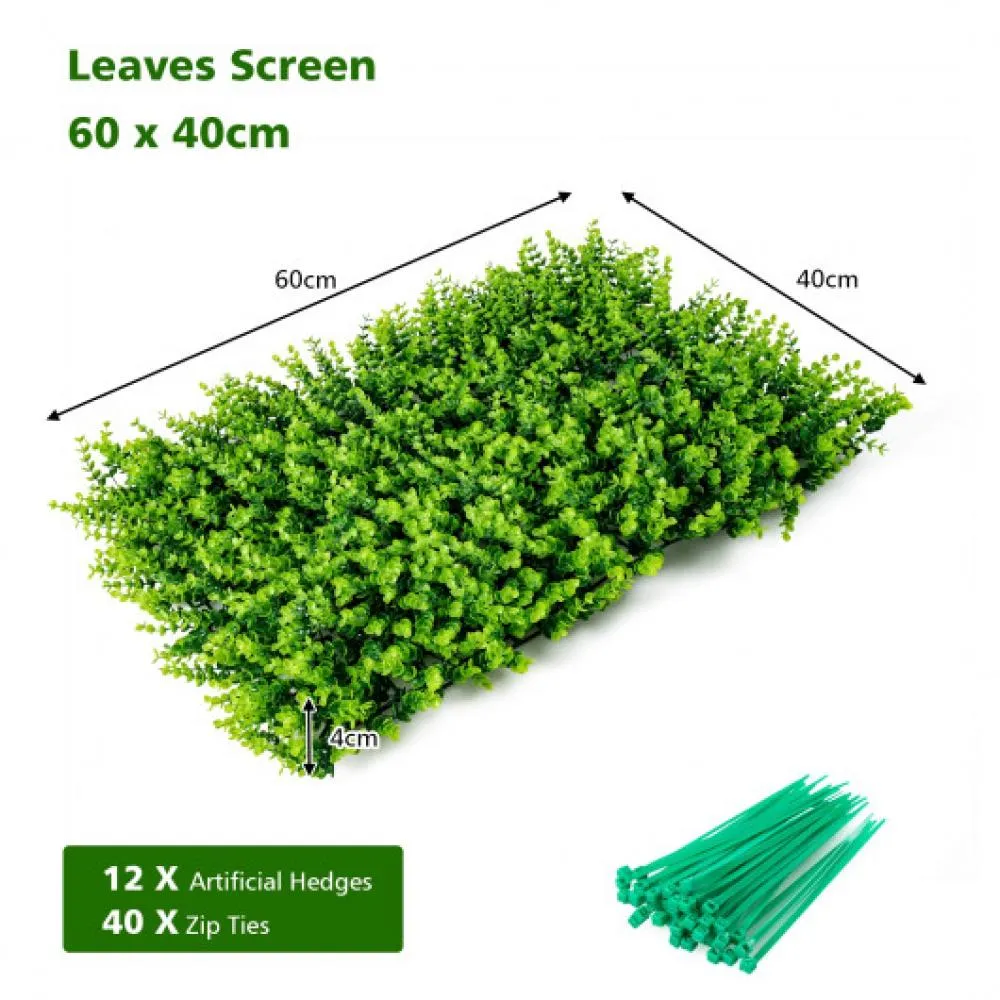 12 Pieces 16 x 24 Inch Artificial Eucalyptus Hedge Plant Privacy Fence Panels