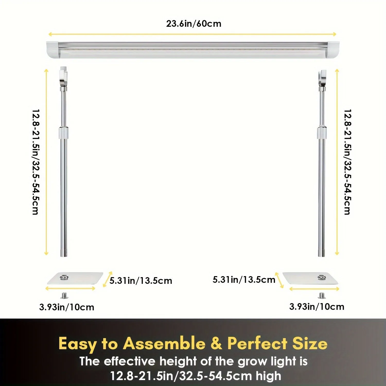 2ft LED Grow Light For Seed Starting With Stand, Indoor Grow Lights For Seedlings, Height Adjustable Seed Starter Light Full Spectrum Table Top Grow Light For Indoor Growing Vegetables, Plants