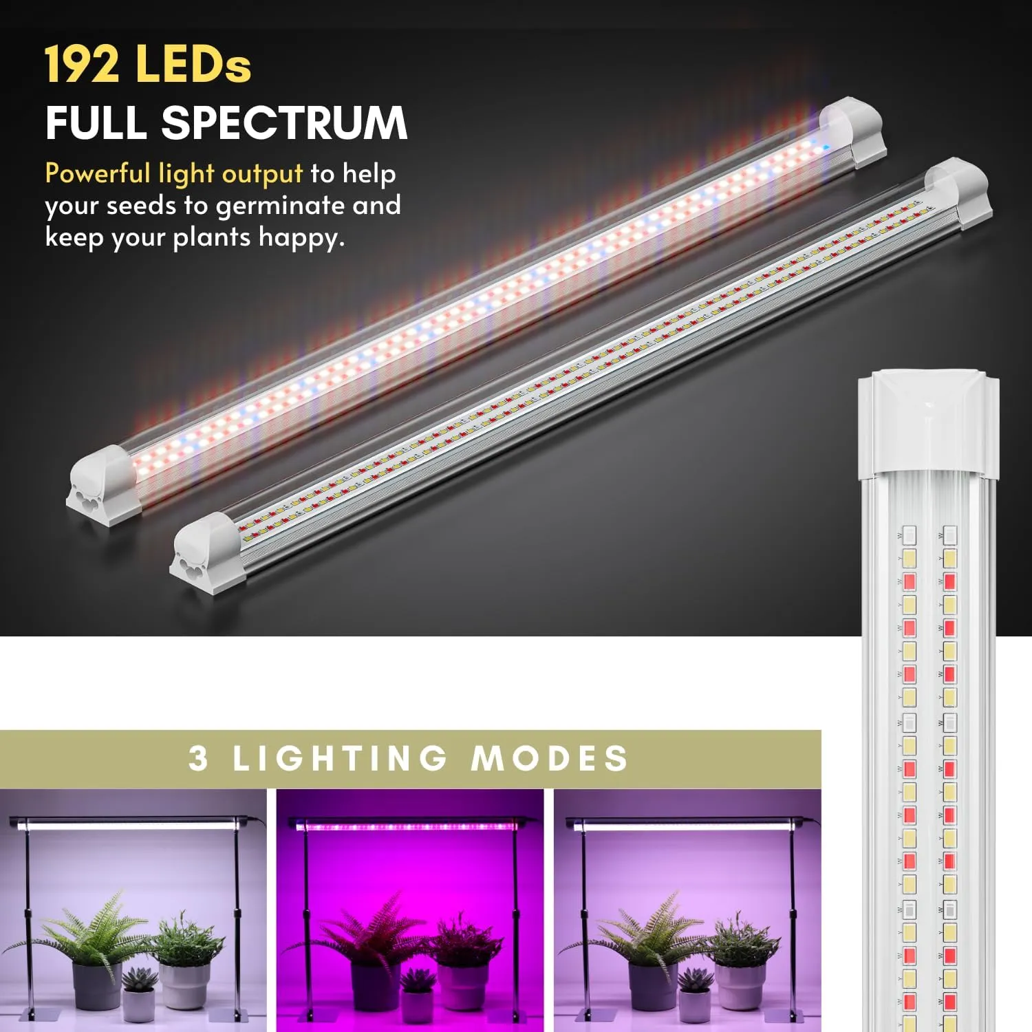 2ft LED Grow Light For Seed Starting With Stand, Indoor Grow Lights For Seedlings, Height Adjustable Seed Starter Light Full Spectrum Table Top Grow Light For Indoor Growing Vegetables, Plants