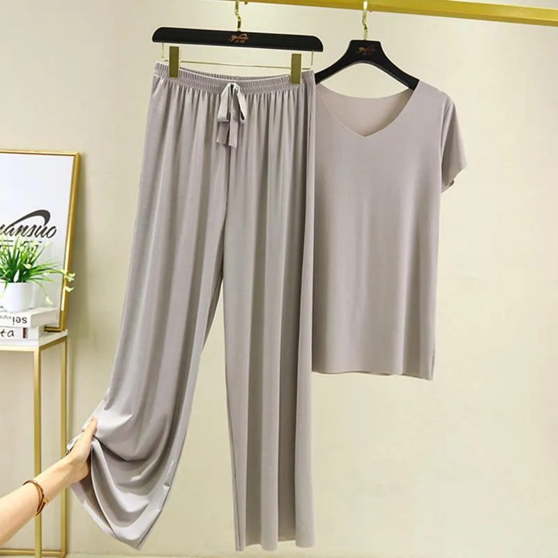 2Pcs Set Loose WoMen's Short-Sleeved T-Shirt Pants Casual Homewear Suit Loungewear Set Home Clothes