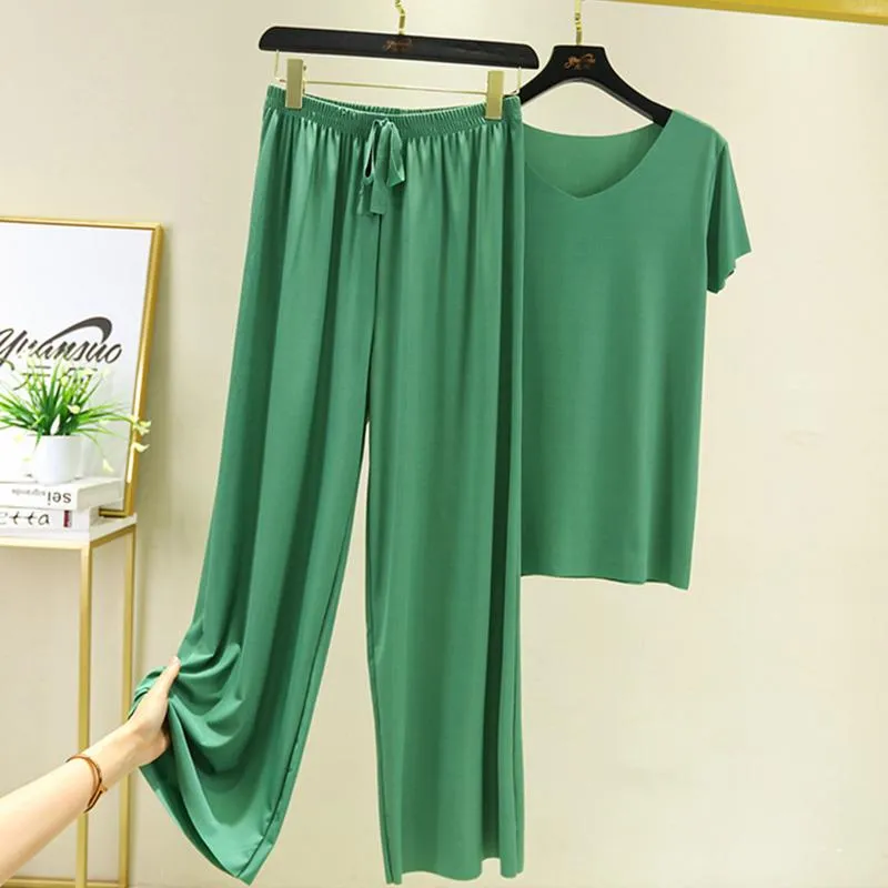 2Pcs Set Loose WoMen's Short-Sleeved T-Shirt Pants Casual Homewear Suit Loungewear Set Home Clothes