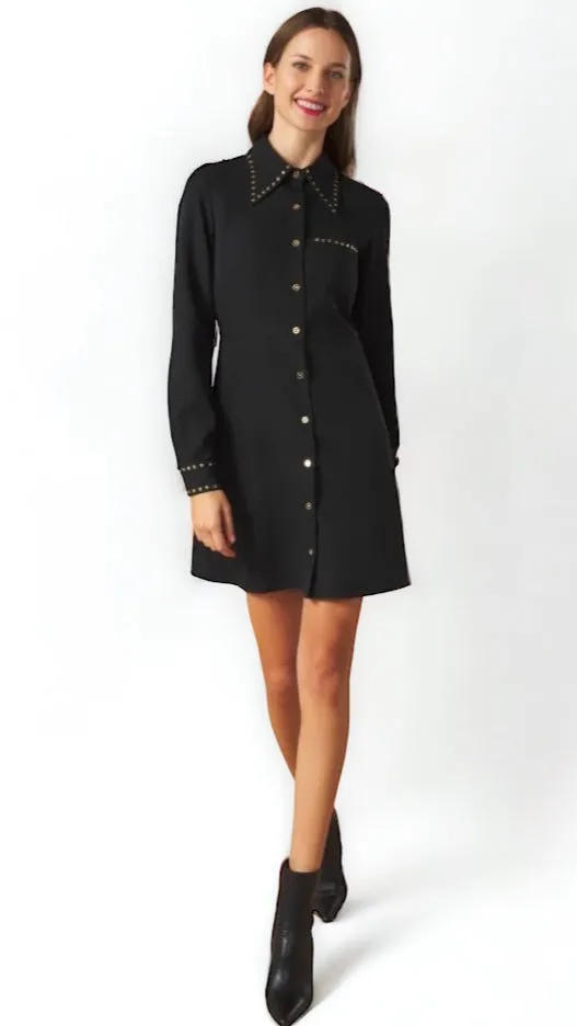 4-A1067 Nicole Black/Gold Shirt Dress