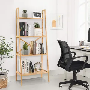 4-Tier Freestanding Bookcase with Anti-Toppling Device for Living Room-Natural