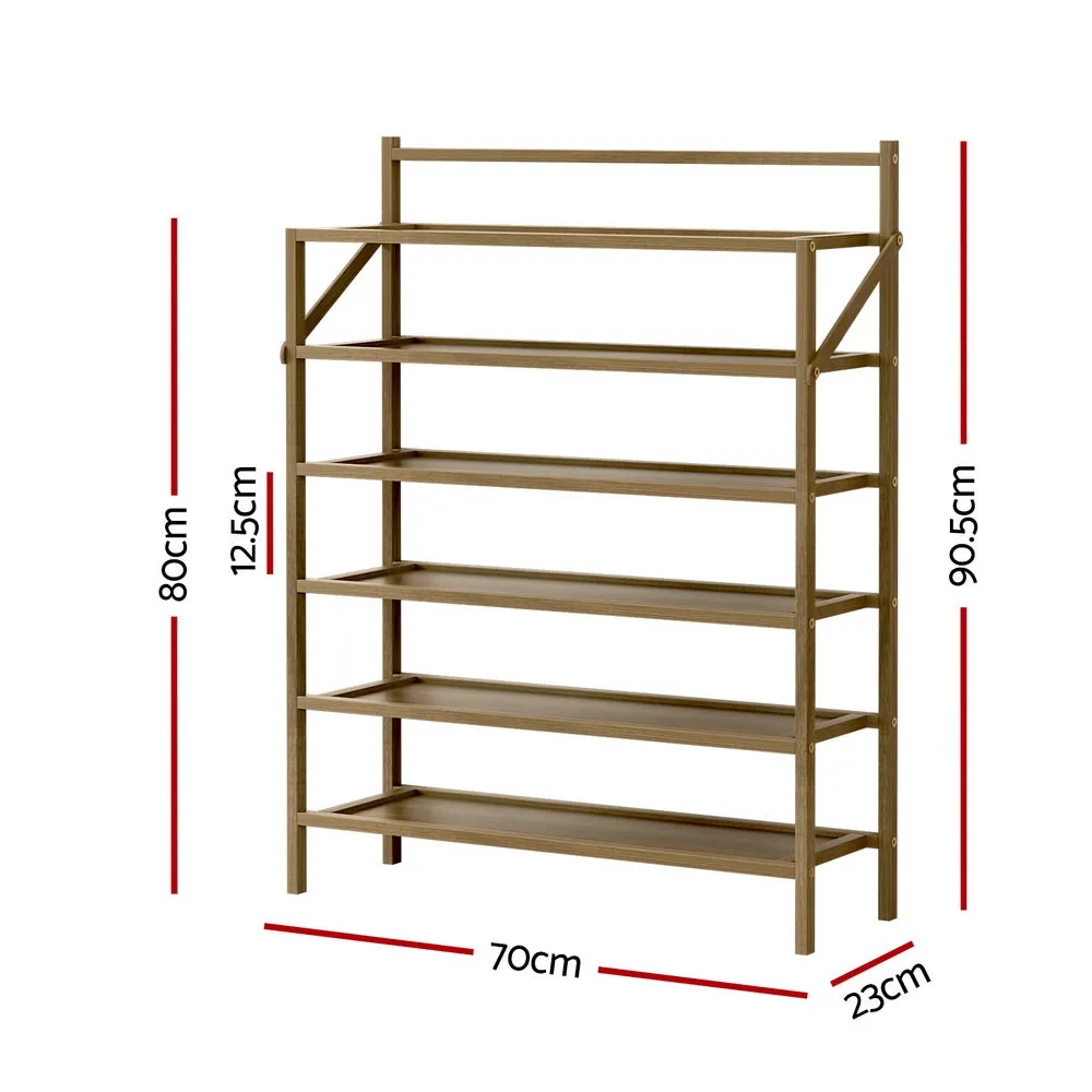 6-Tier Foldable Bamboo Shoe Rack, Fits 18 Pairs - Artiss