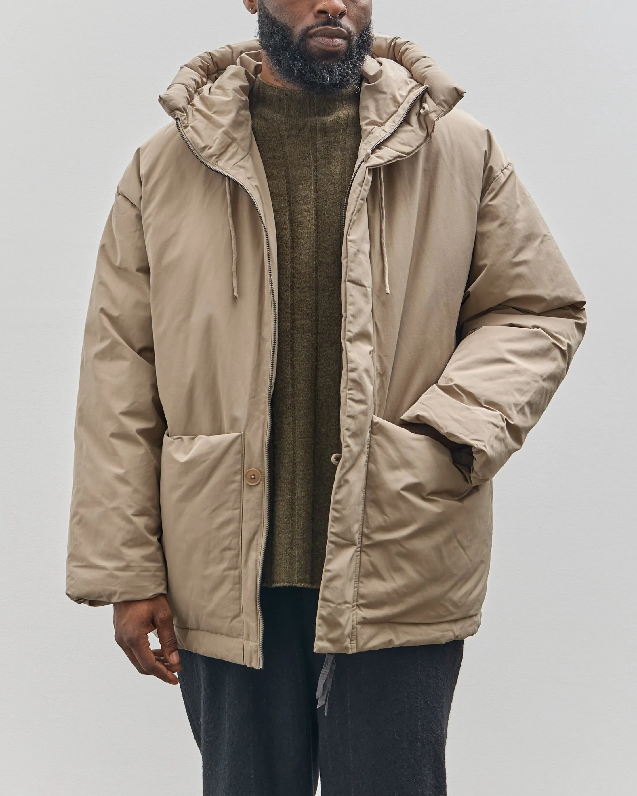 7115 by Szeki Unisex Hooded Puffer, Taupe