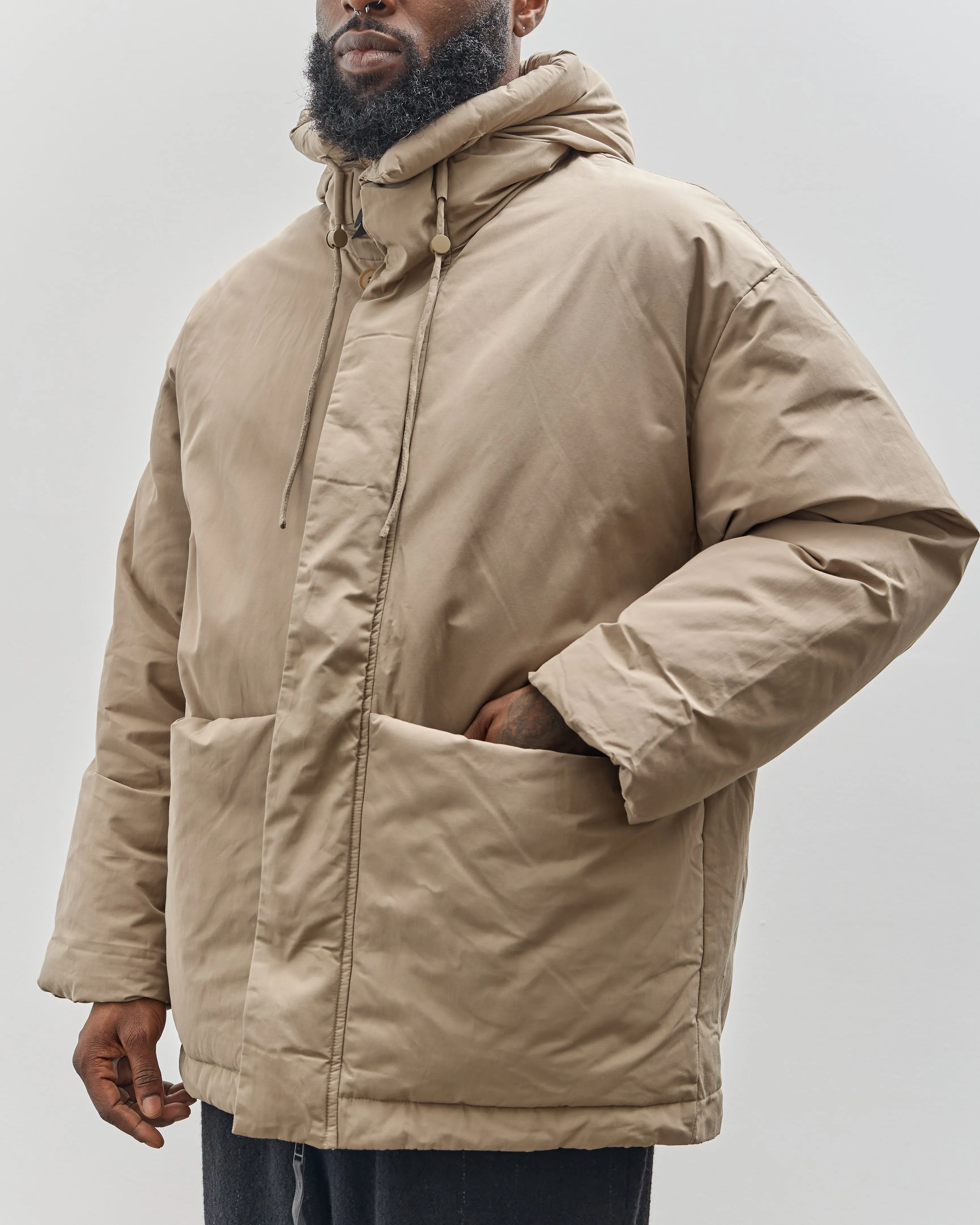 7115 by Szeki Unisex Hooded Puffer, Taupe