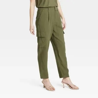 A New Day Women's Plus Wide Leg Ankle Length Cargo Pants