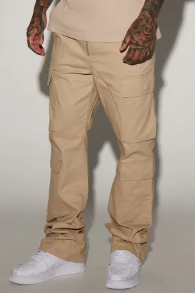 Alisos Twill Slim Flare Cargo Pants - Tan