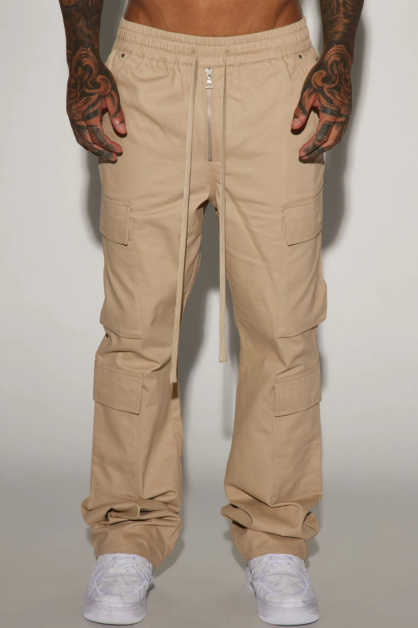 Alisos Twill Slim Flare Cargo Pants - Tan