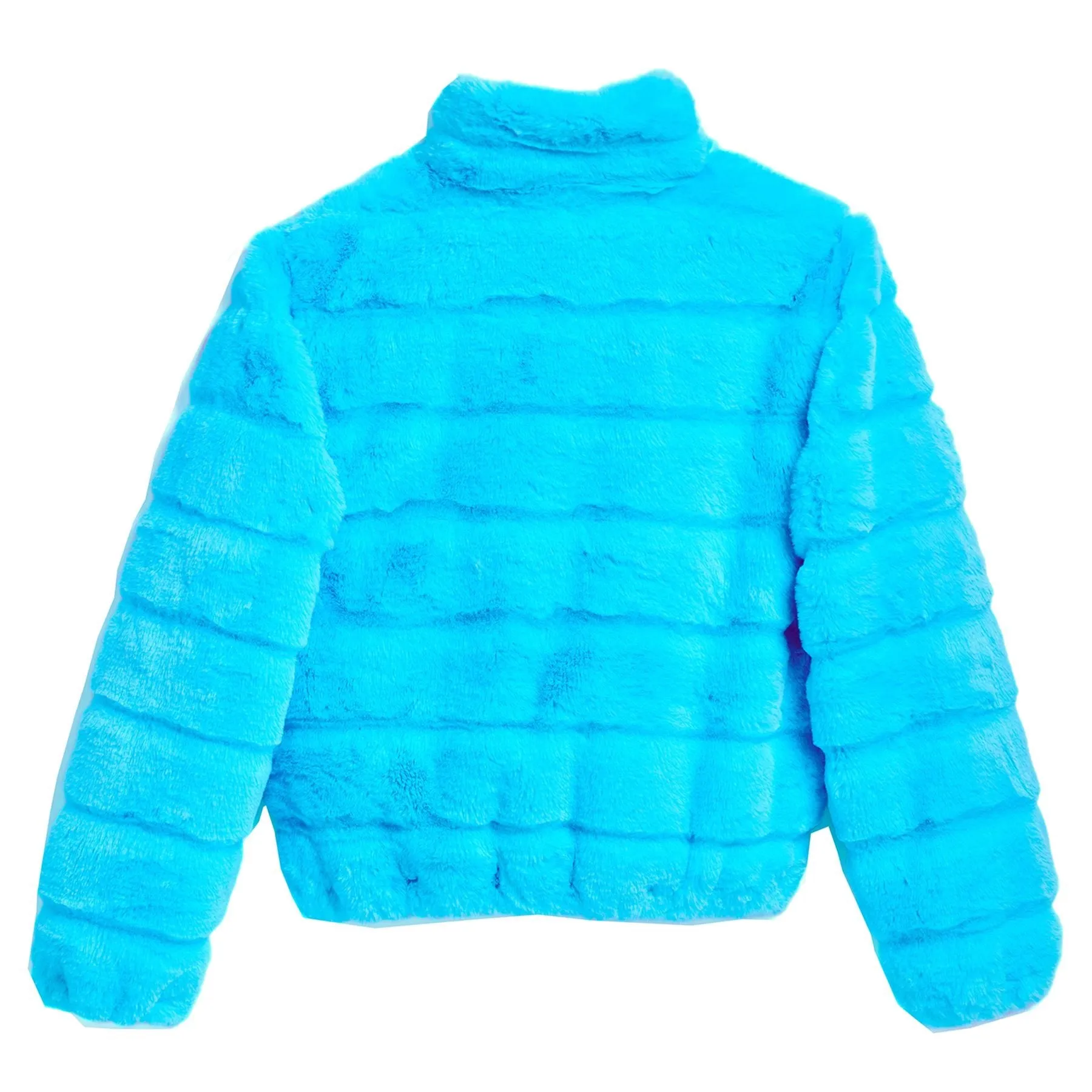 Aqua Blue Faux Fur Puffer Jacket