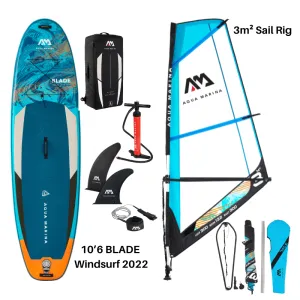 Aqua Marina 10’6″ Blade Windsurf 2022 Inflatable Paddle Board SUP   3m² Sail Rig Package