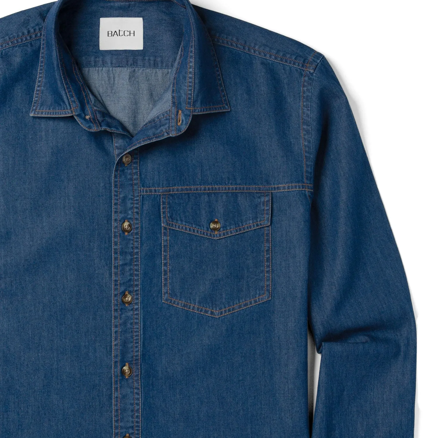 Author Casual Shirt – Medium Blue Cotton Denim