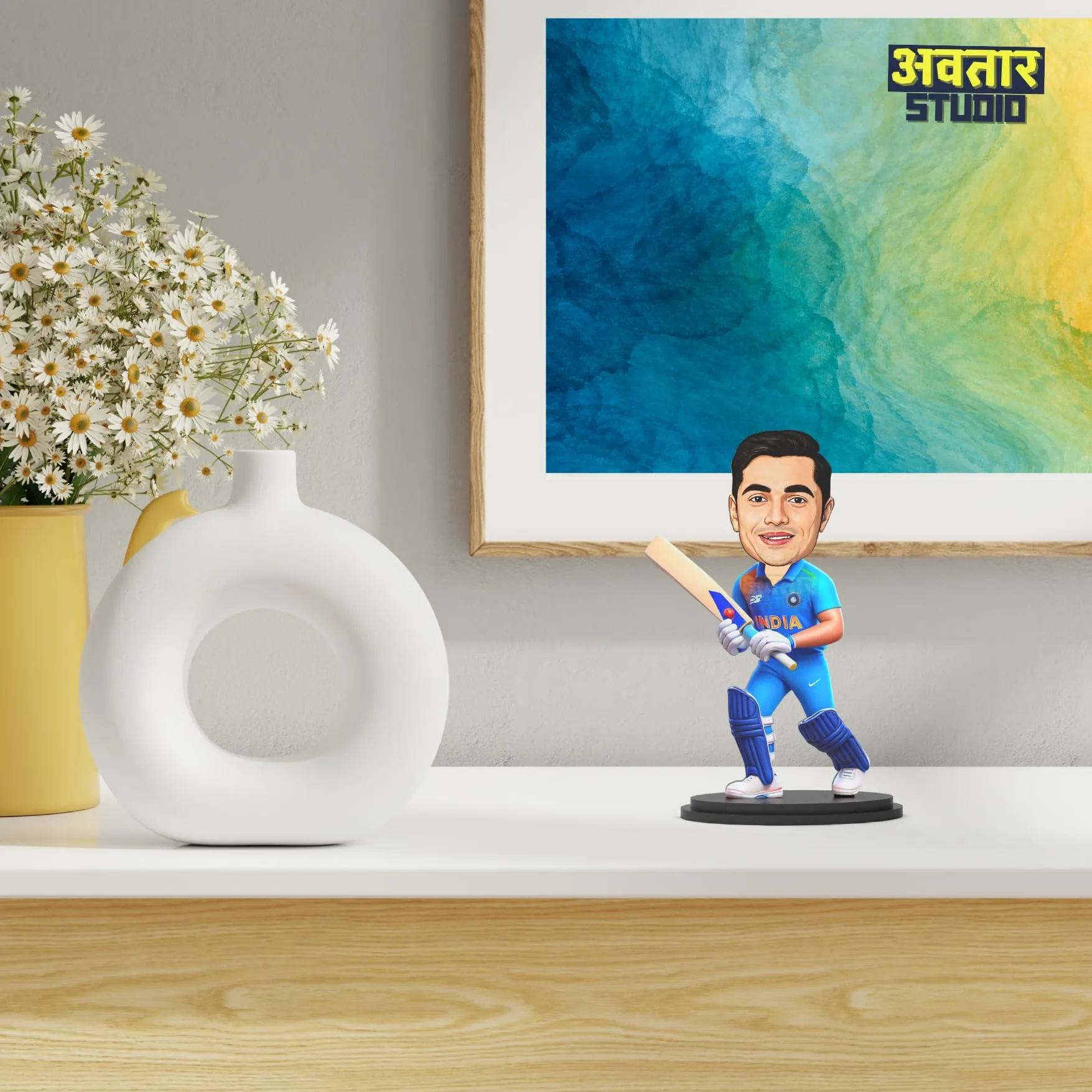 Avatar Studio Personalized Gift for Friends, Brother, BFF, Boyfriend, Father Character Caricature Photo Frame Unique Design Customized Gift for Friends & Family (Cricket Batsman)