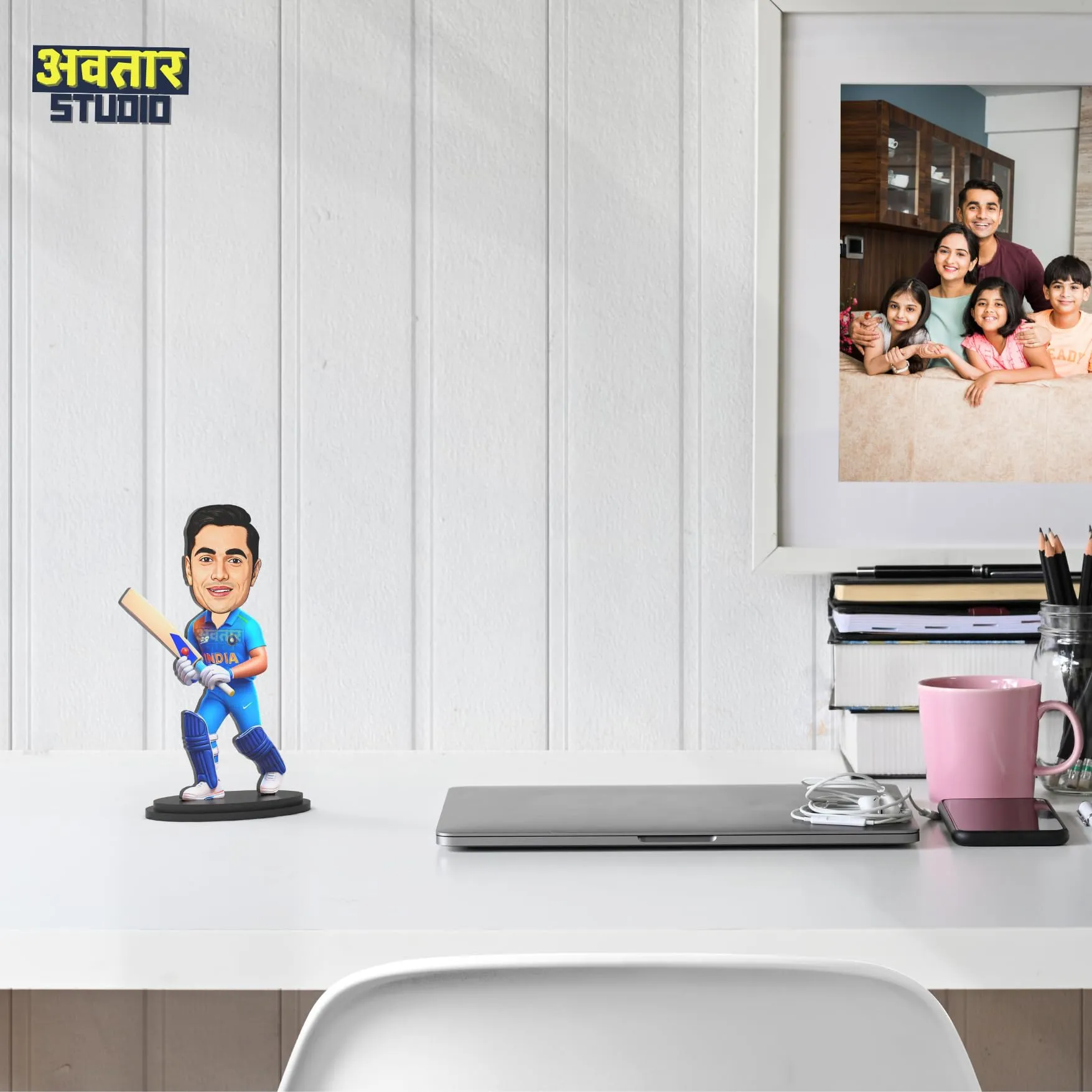 Avatar Studio Personalized Gift for Friends, Brother, BFF, Boyfriend, Father Character Caricature Photo Frame Unique Design Customized Gift for Friends & Family (Cricket Batsman)