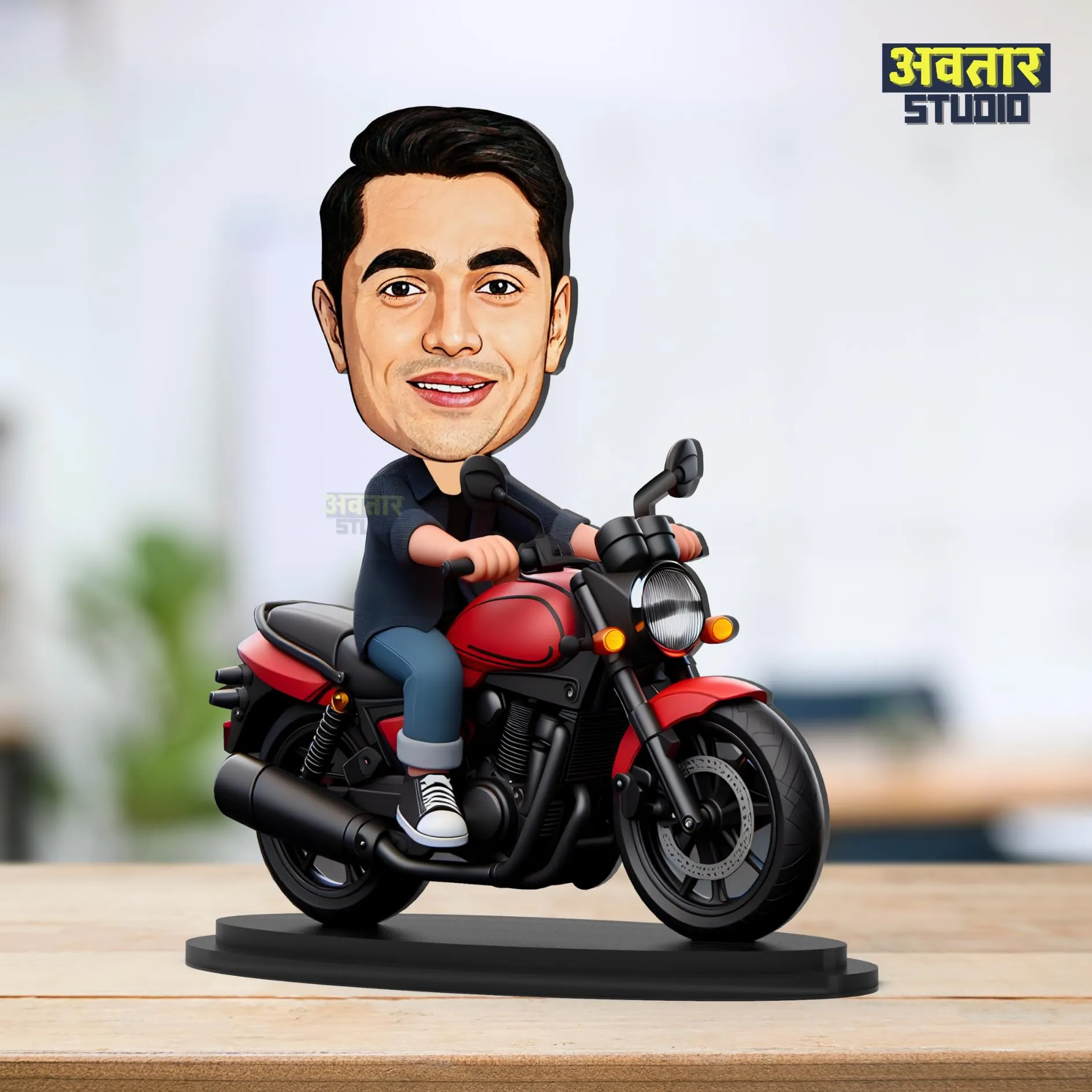 Avatar Studio Personalized Gift for Friends, Brother, BFF, Boyfriend, Father Character Caricature Photo Frame Unique Design Customized Gift for Friends & Family (Motorcycle Rider - 1)