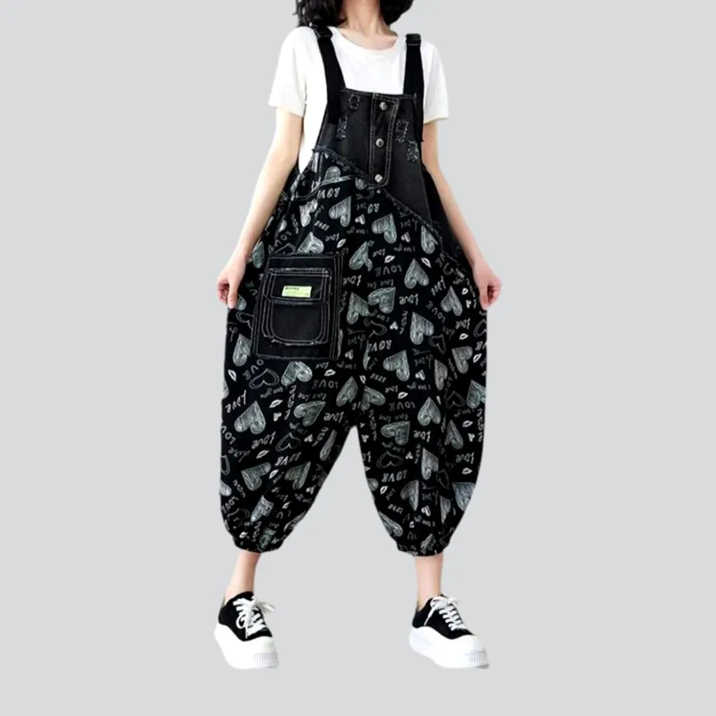 Baggy painted denim jumpsuit for women