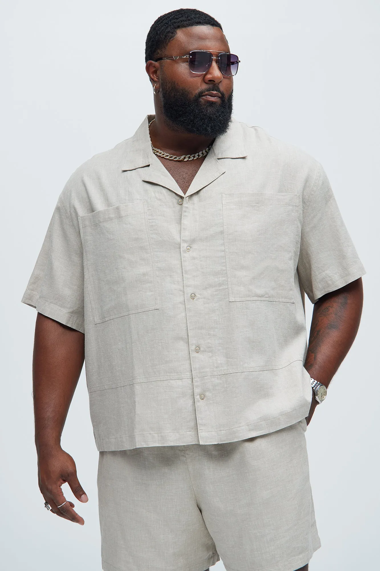 Bahamas Linen Cuban Shirt - Stone