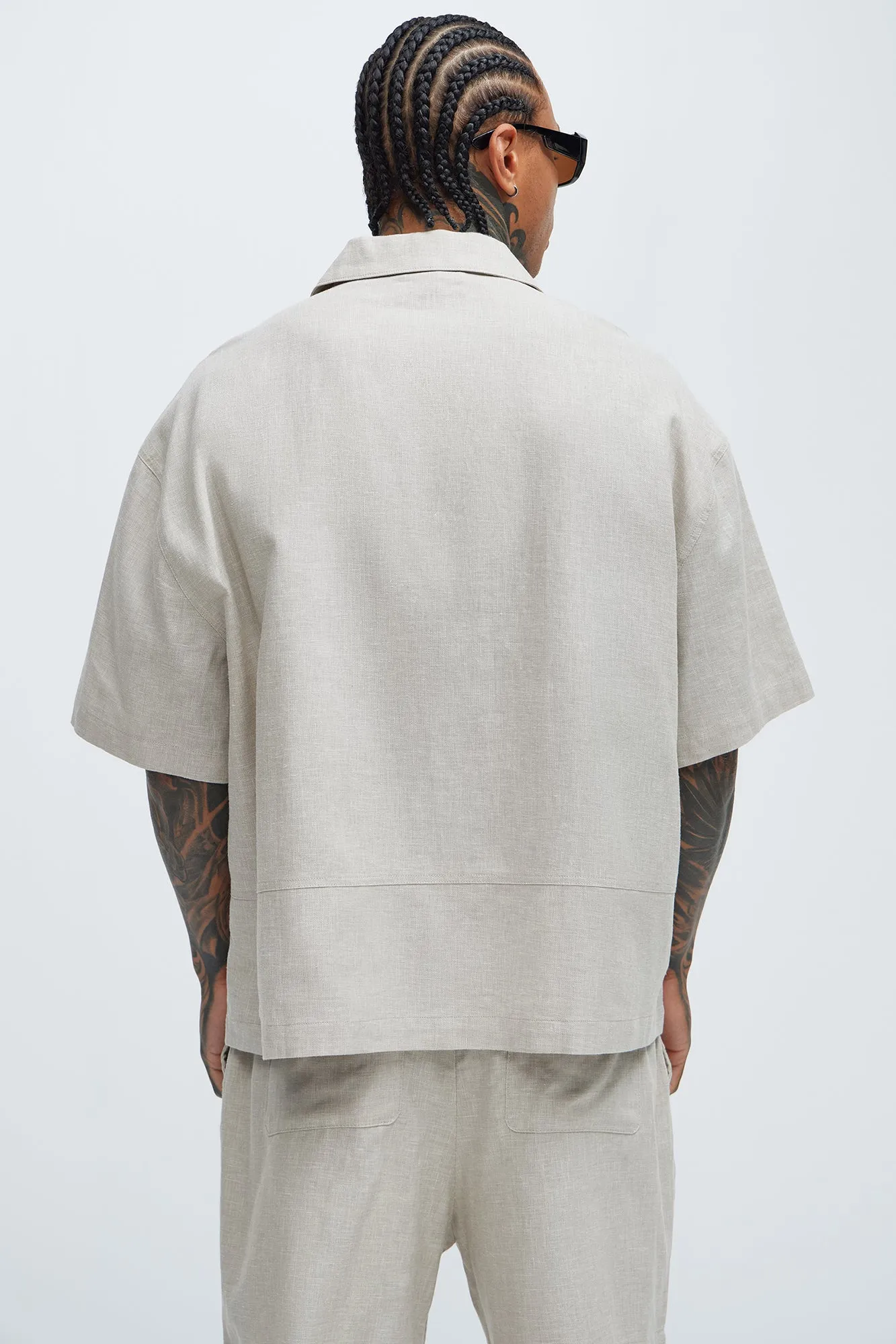 Bahamas Linen Cuban Shirt - Stone