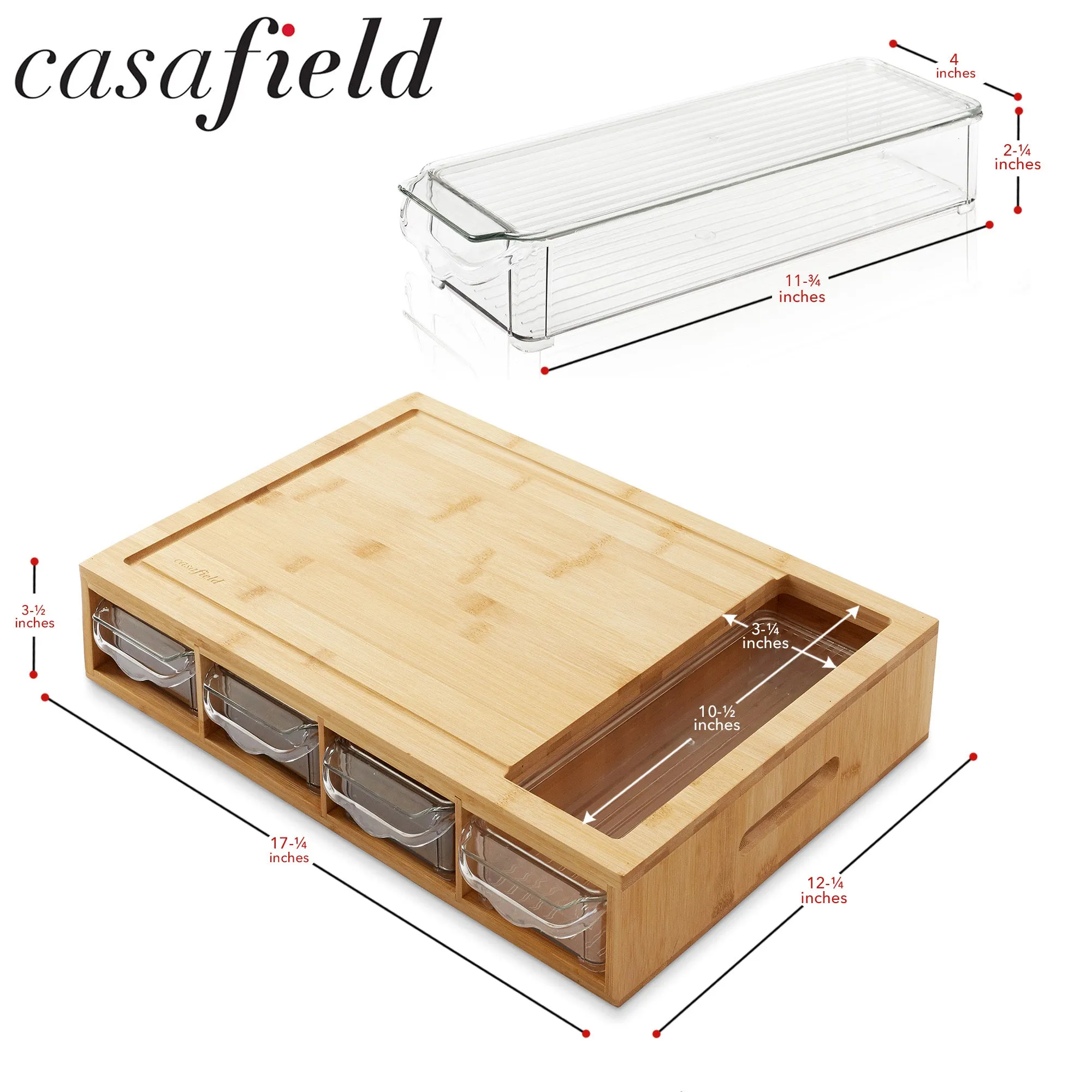 Bamboo Cutting Board Set with Trays and Lids