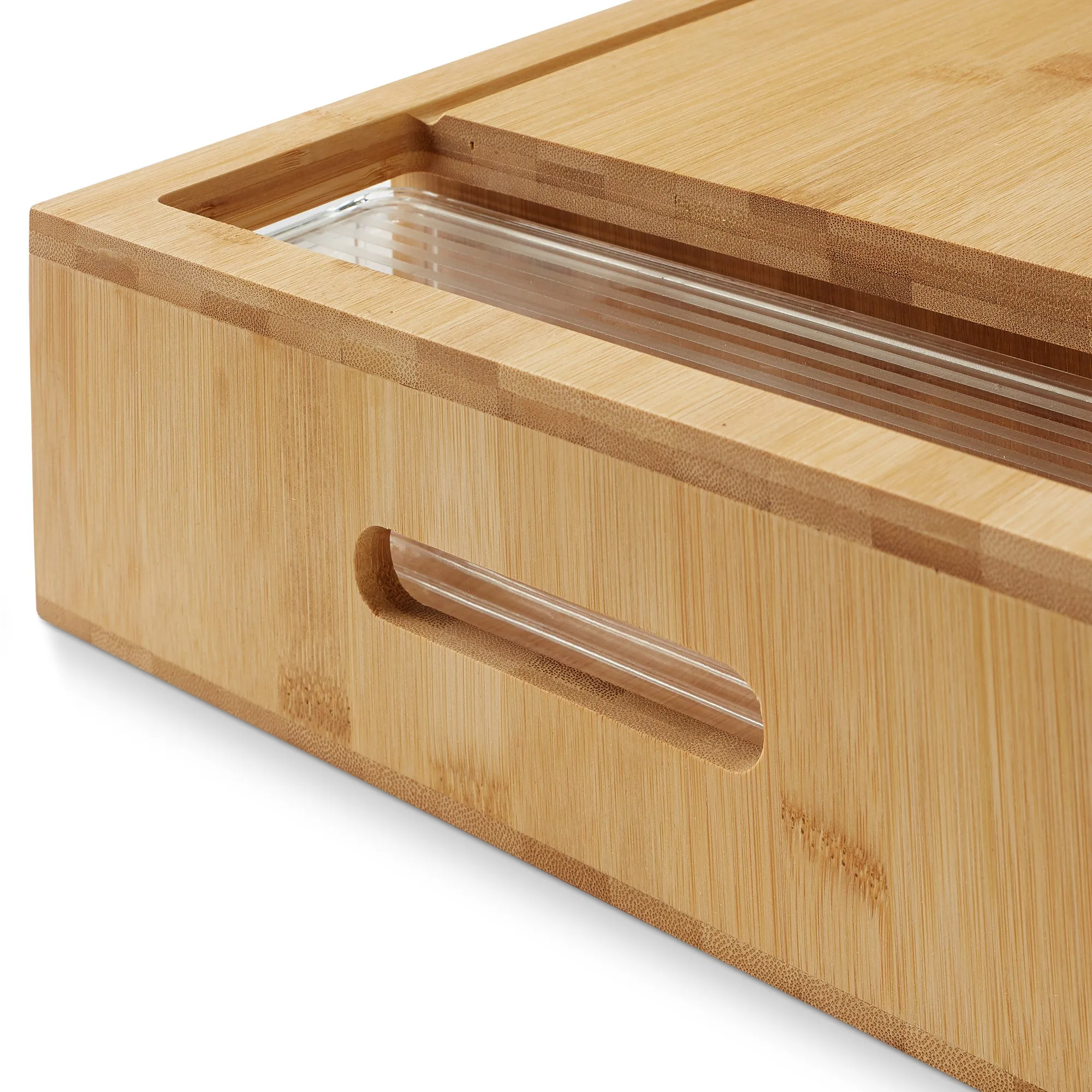 Bamboo Cutting Board Set with Trays and Lids