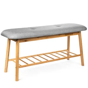 Bamboo Shoe Bench with Cushioned top