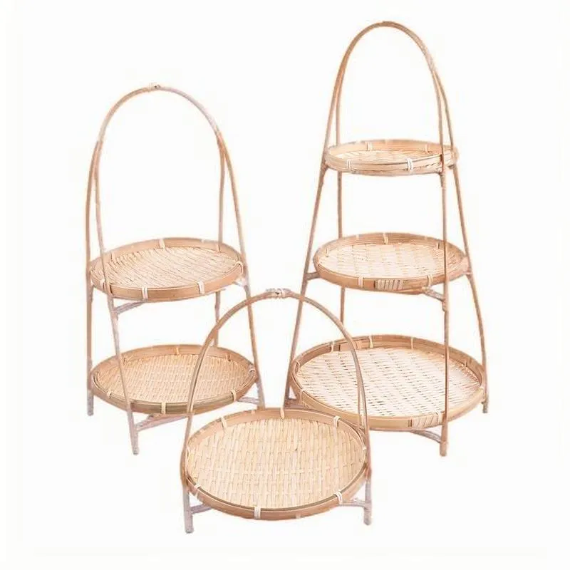 Bamboo Weaving Food Basket Rack - Chic Bamboo Food Storage and Kitchen Decor Tray