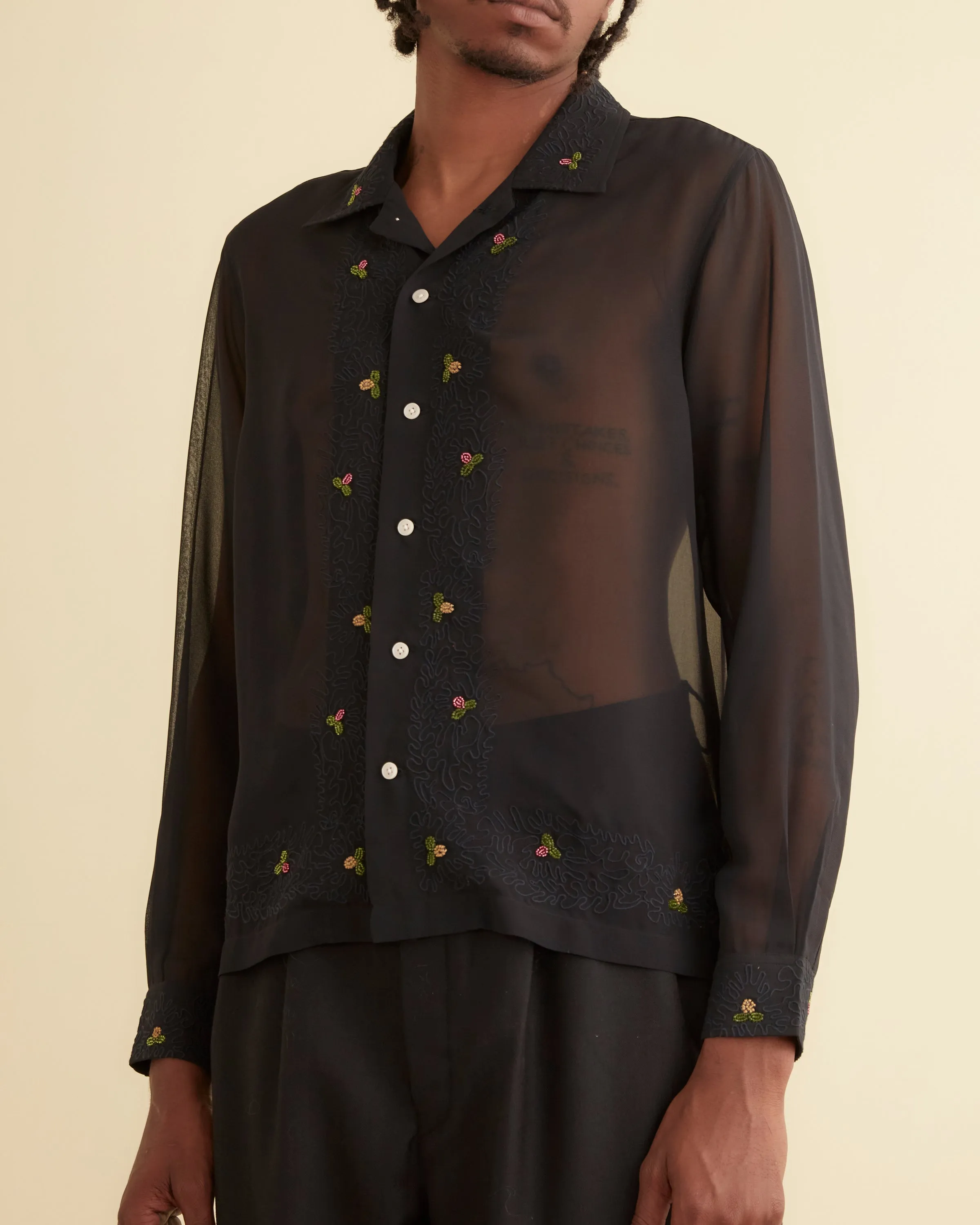 Beaded Framboise Long Sleeve Shirt