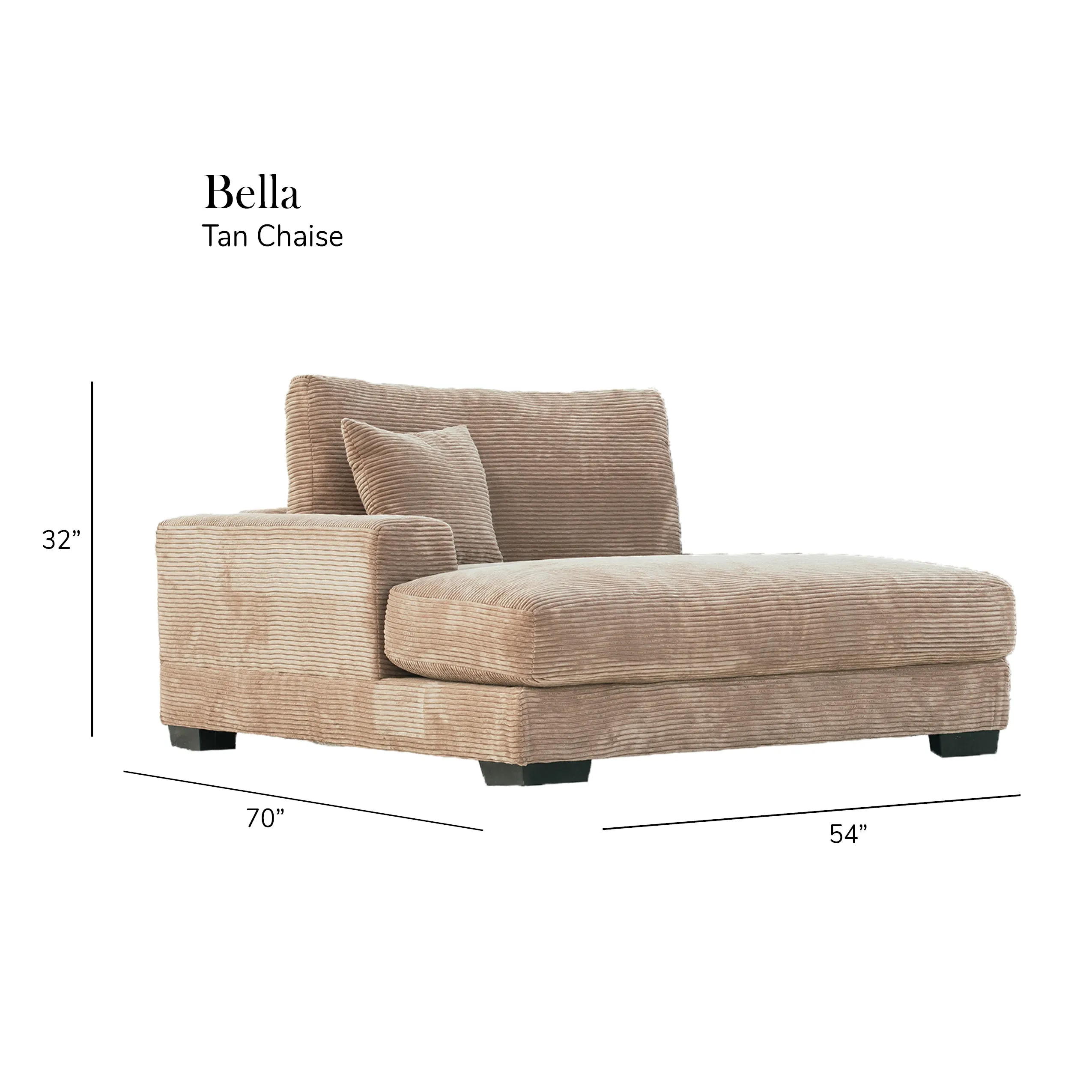 Bella Tan Corduroy U-Shaped 3-piece Sectional