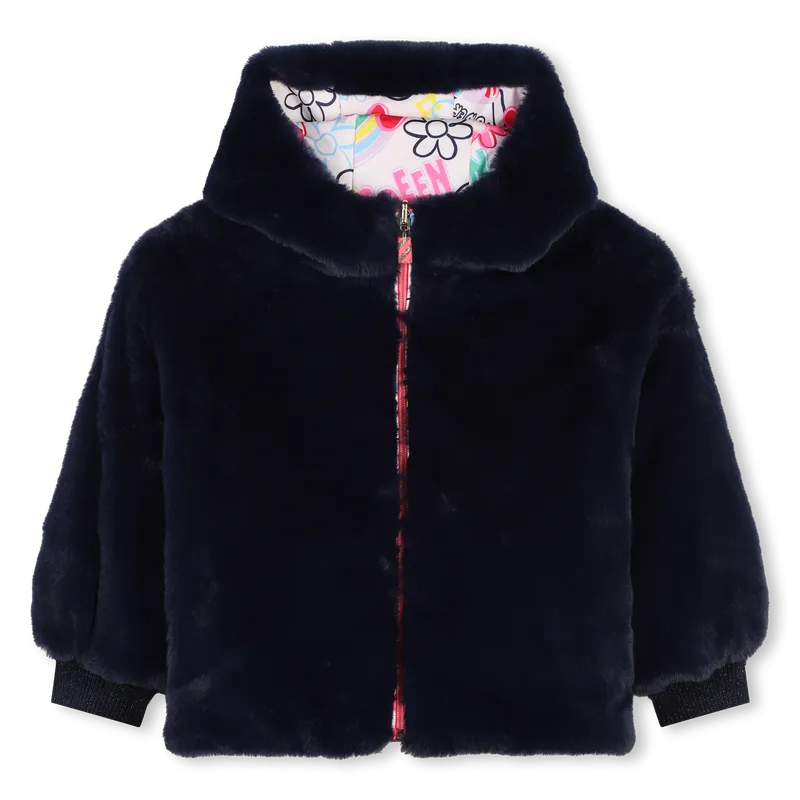 BILLIEBLUSH PINK FLOWER POWER REVERSIBLE PUFFER JACKET