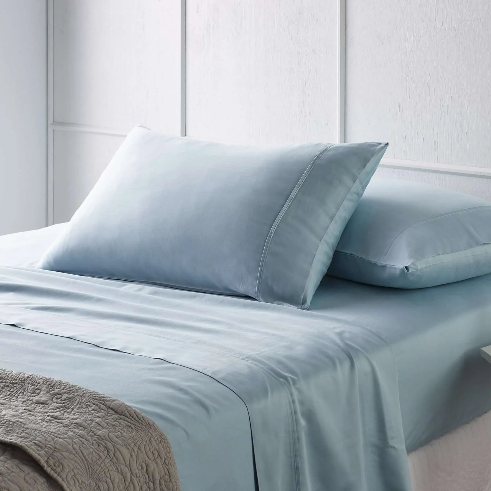 Blue Bamboo Cotton Bed Sheet Set