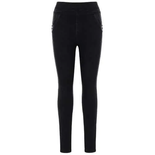 Bodycon Elastic Waist Pencil Pants - Black M