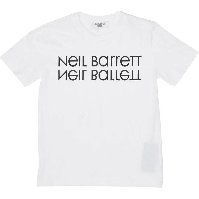 Boys White Cotton Jersey Logo T-Shirt