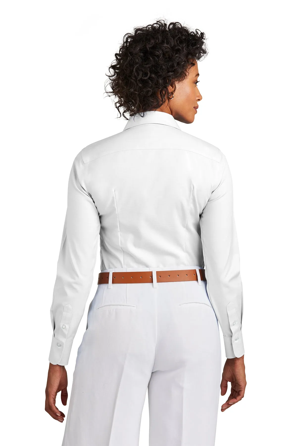 Brooks Brothers Womens Wrinkle-Free Stretch Pinpoint Shirt, White