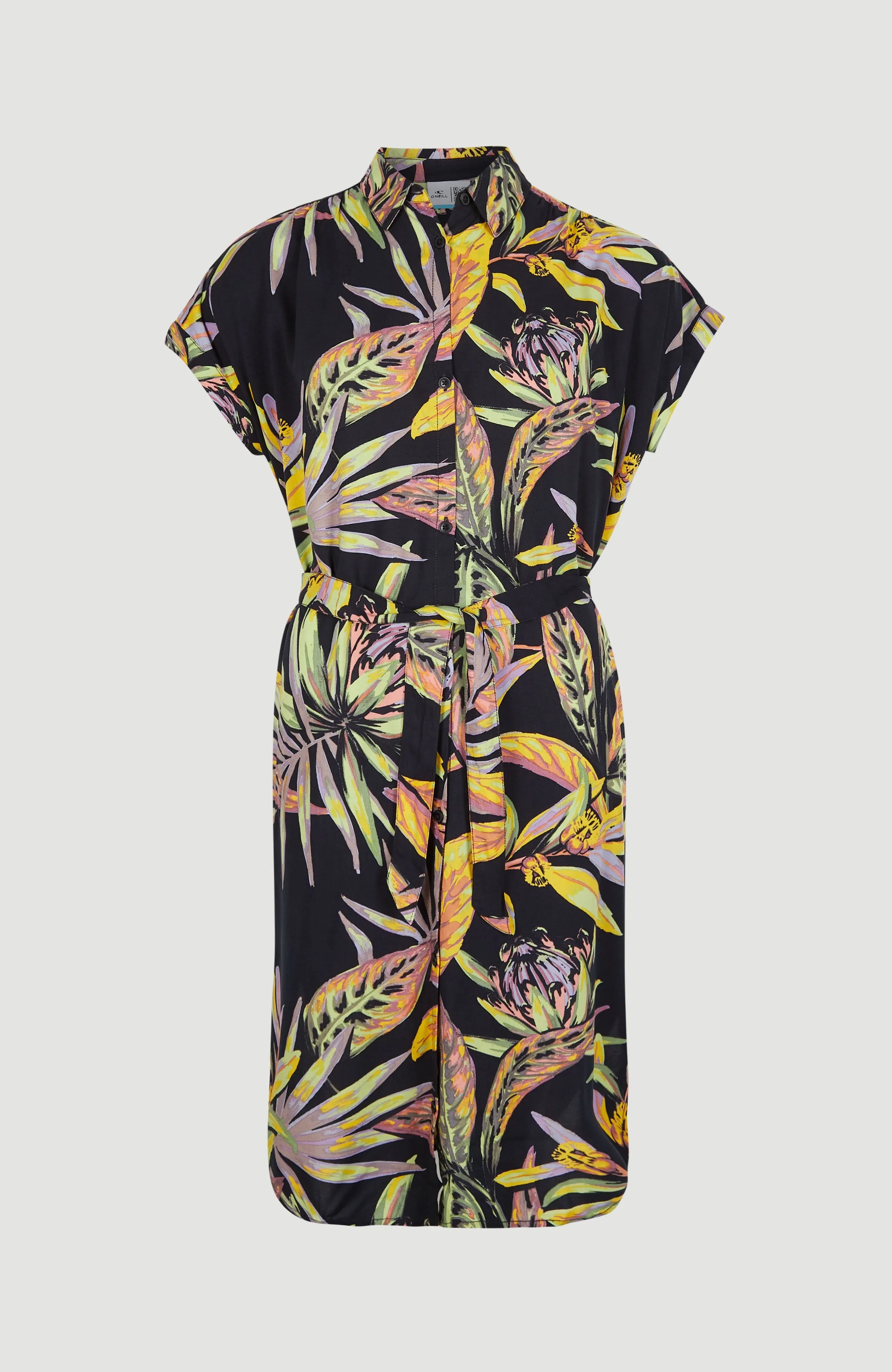 Cali Beach Shirt Dress | Black Tropical Flower