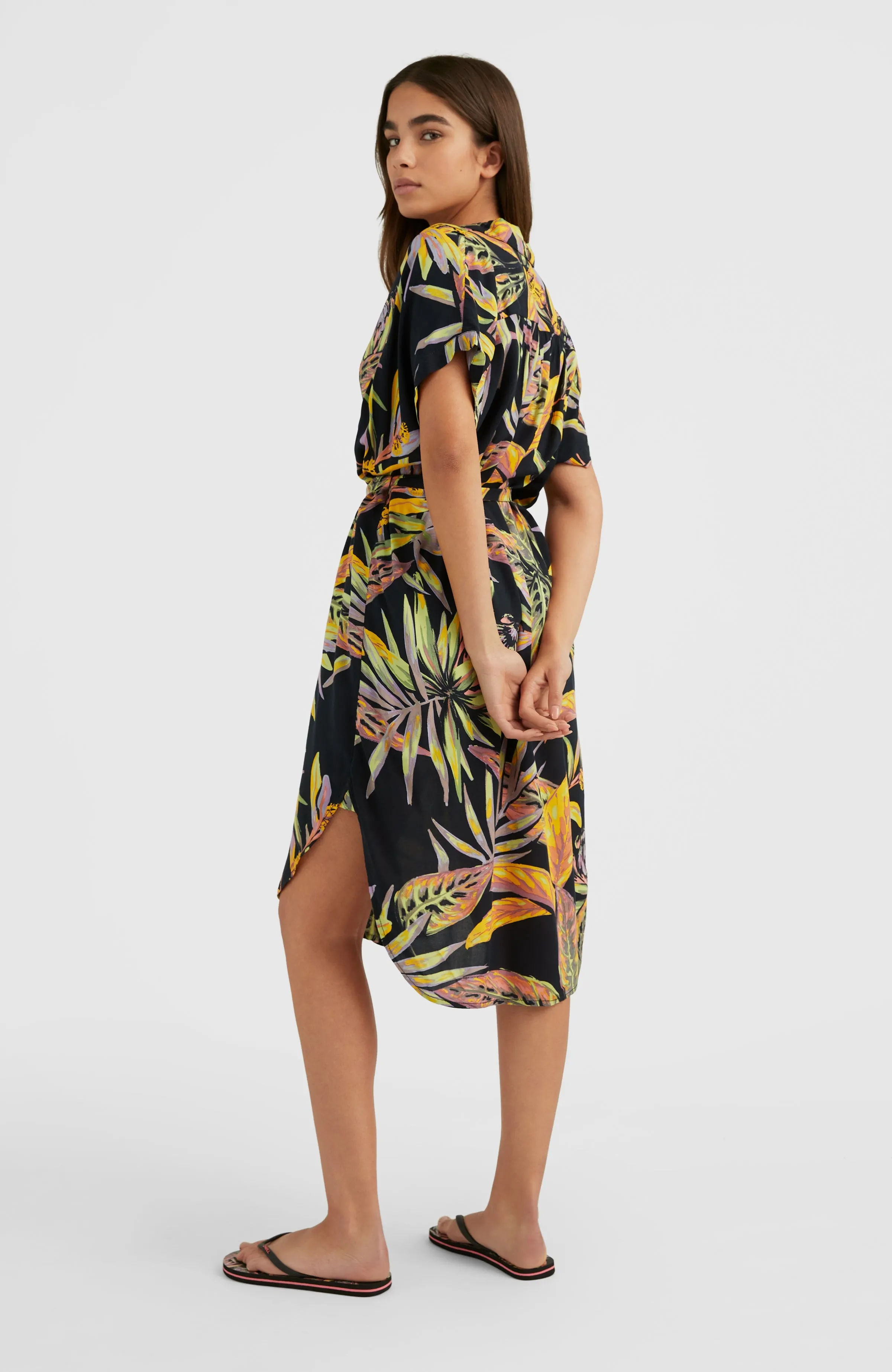 Cali Beach Shirt Dress | Black Tropical Flower