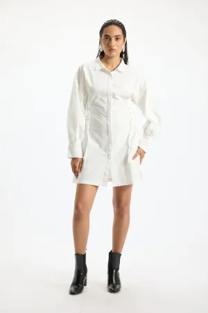 Calin|Lace-Up Shirt Dress