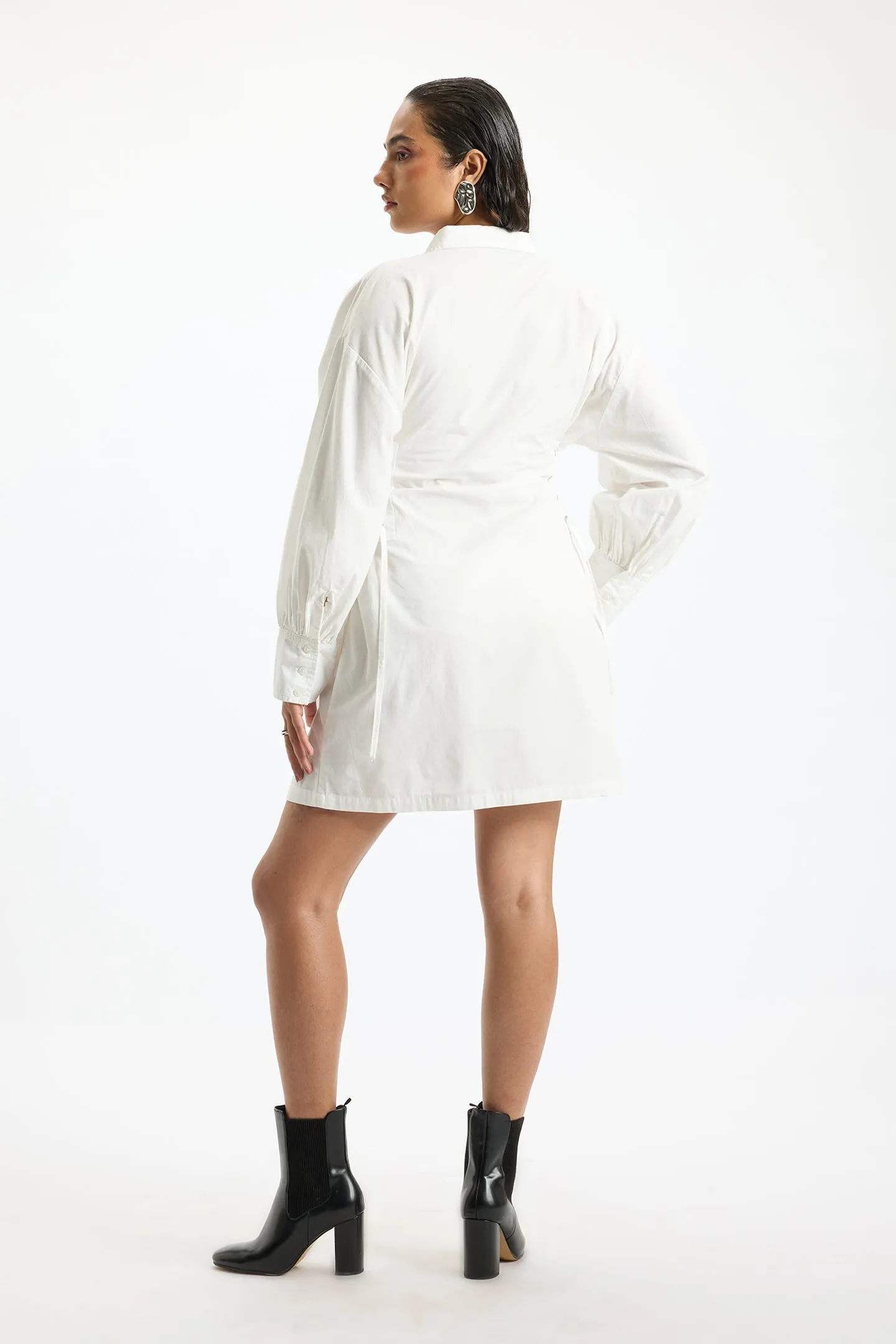 Calin|Lace-Up Shirt Dress