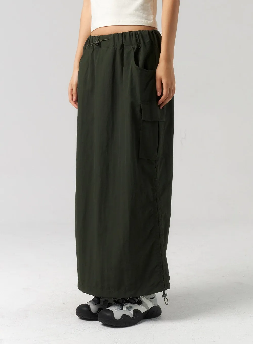 Cargo Nylon Maxi Skirt CU327