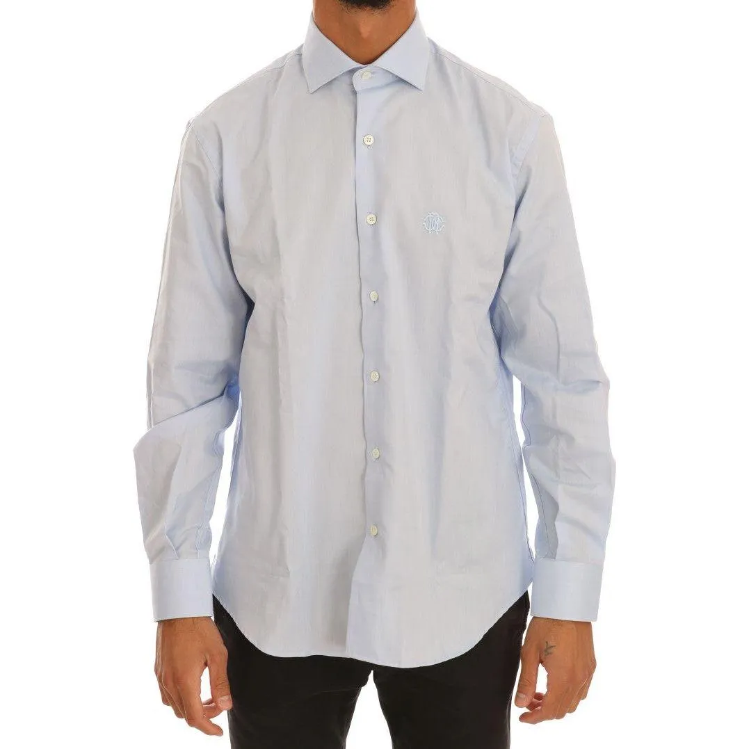 Cavalli Light Blue Cotton Dress Shirt