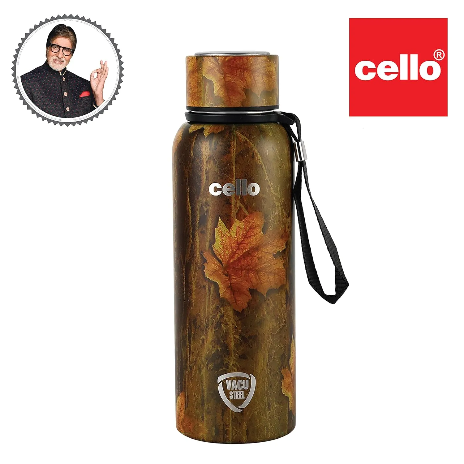 Cello Duro Tuff Steel Series- Duro Deezee Kent Double Walled Stainless Steel Water Bottle with Durable DTP Coating, 550ml