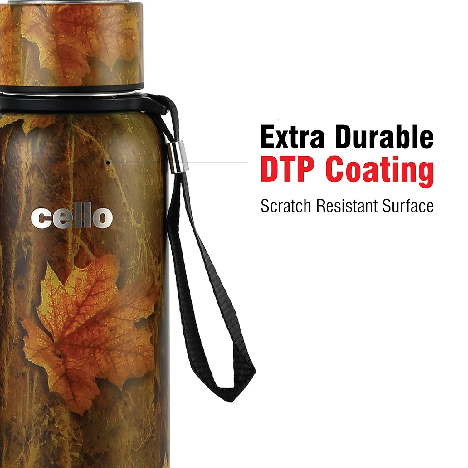 Cello Duro Tuff Steel Series- Duro Deezee Kent Double Walled Stainless Steel Water Bottle with Durable DTP Coating, 550ml