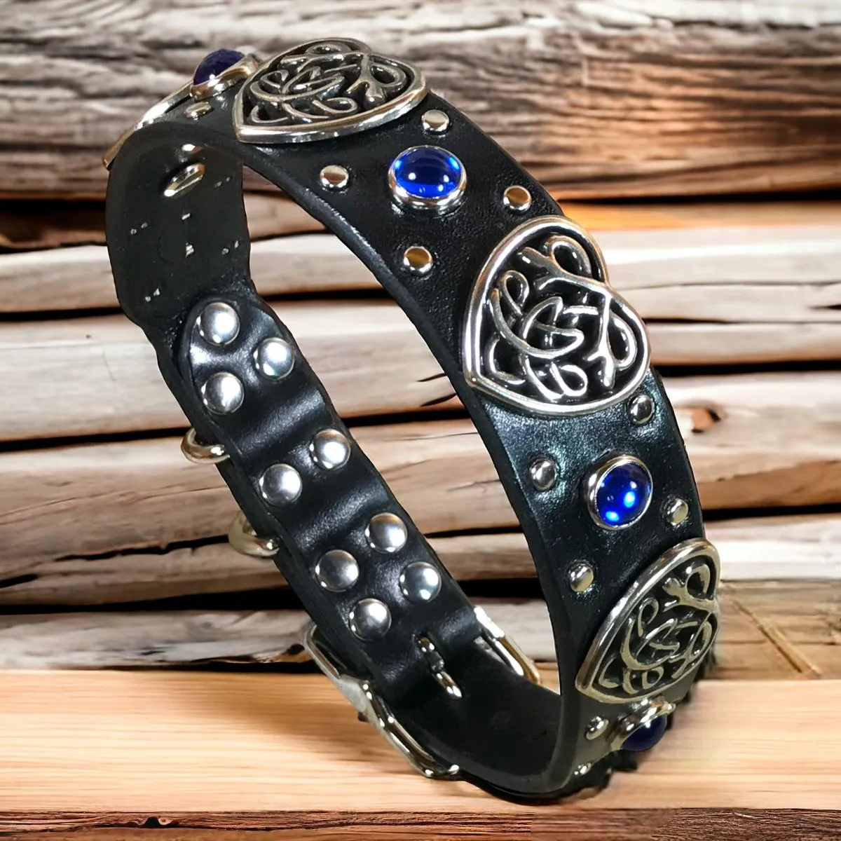 Celtic  Heart Single Layer Leather Dog Collar