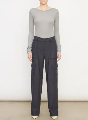 Charcoal Flannel Wide Leg Raver Pant