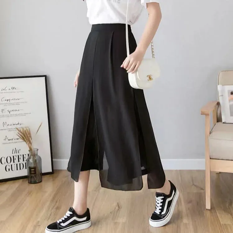 Chiffon High Waist Wide Leg Split Palazzo Pants