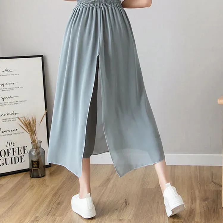 Chiffon High Waist Wide Leg Split Palazzo Pants