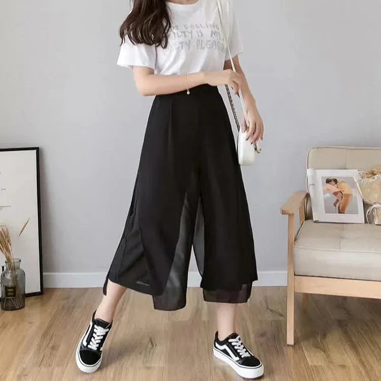 Chiffon High Waist Wide Leg Split Palazzo Pants