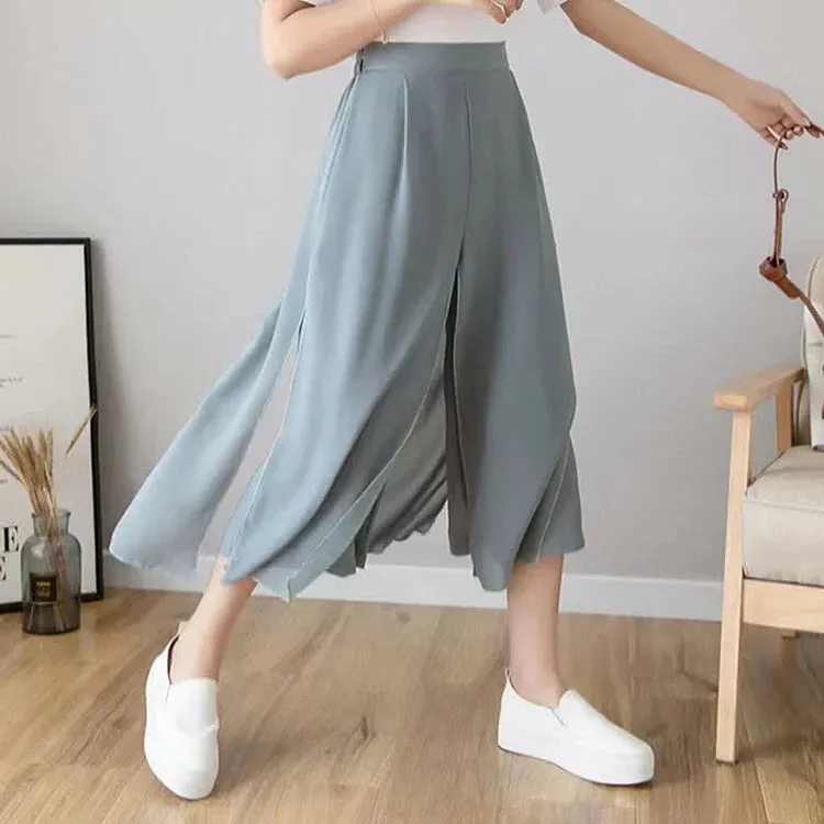 Chiffon High Waist Wide Leg Split Palazzo Pants