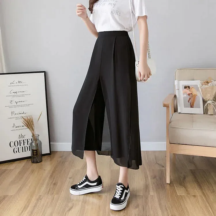 Chiffon High Waist Wide Leg Split Palazzo Pants