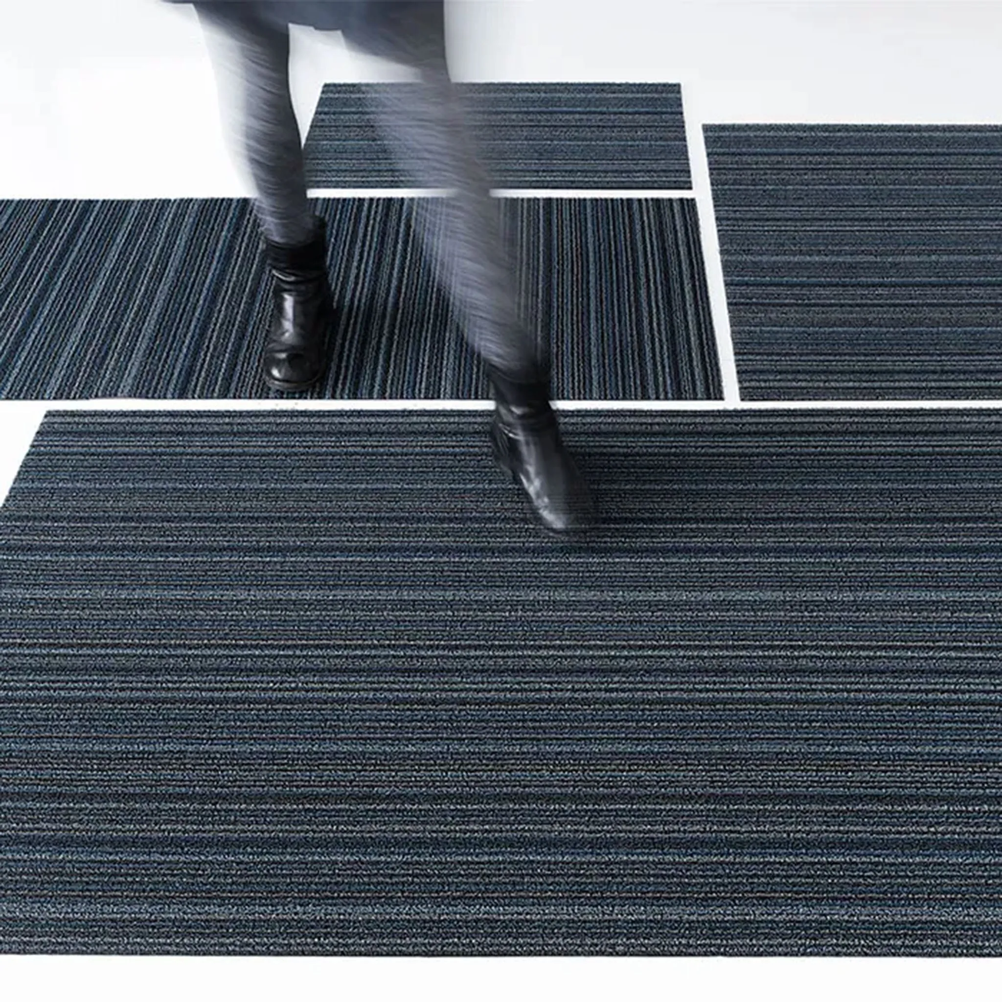 Chilewich Blue Skinny Stripe Shag Mat